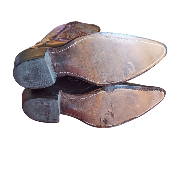 Vintage Rodeo Cowboy Boots Patent Leather Rainbow Peacock Men's - Picture 11 of 16